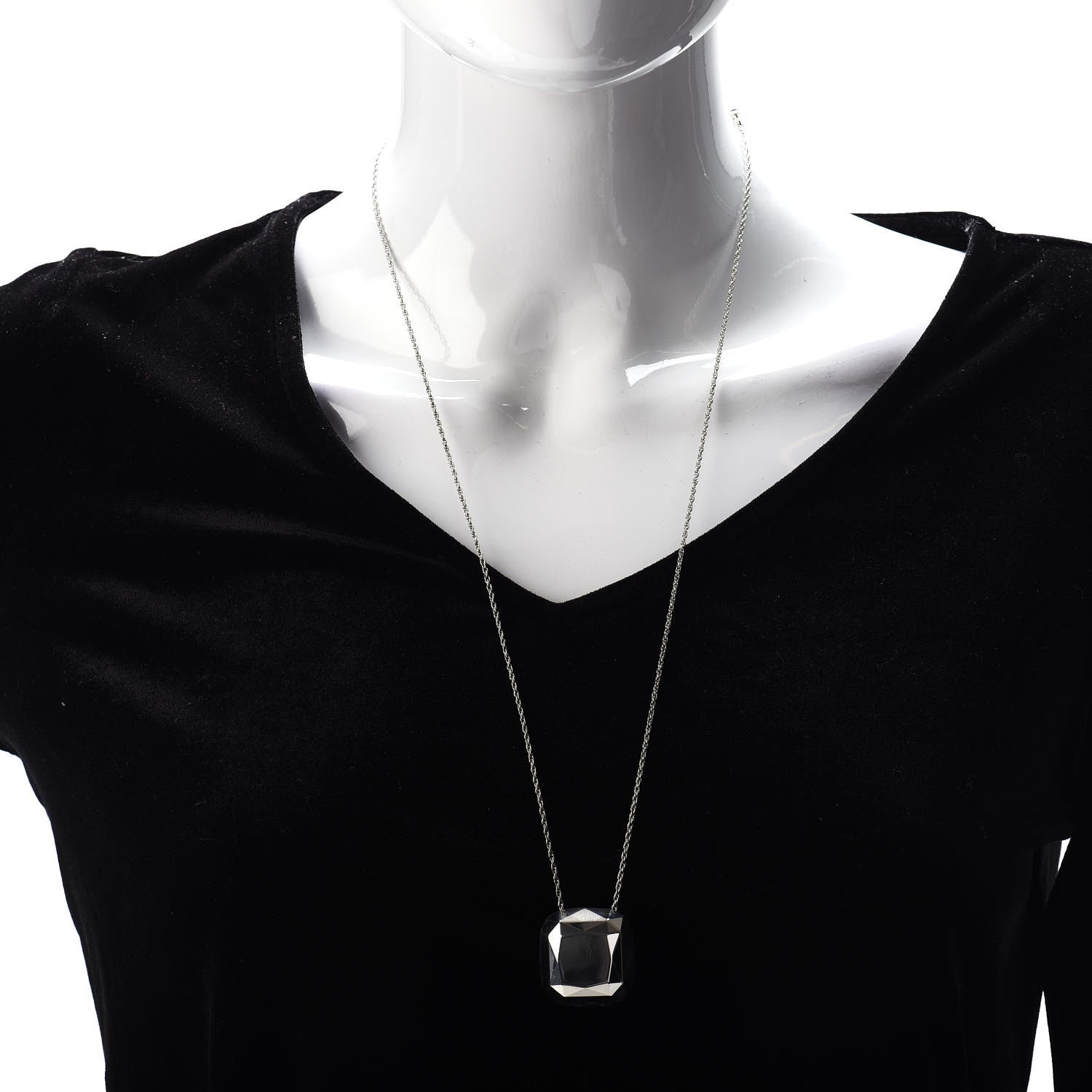 Tiffany Sterling Silver Solid Elsa Peretti Diamond Shaped Pendant Necklace 2 of 5