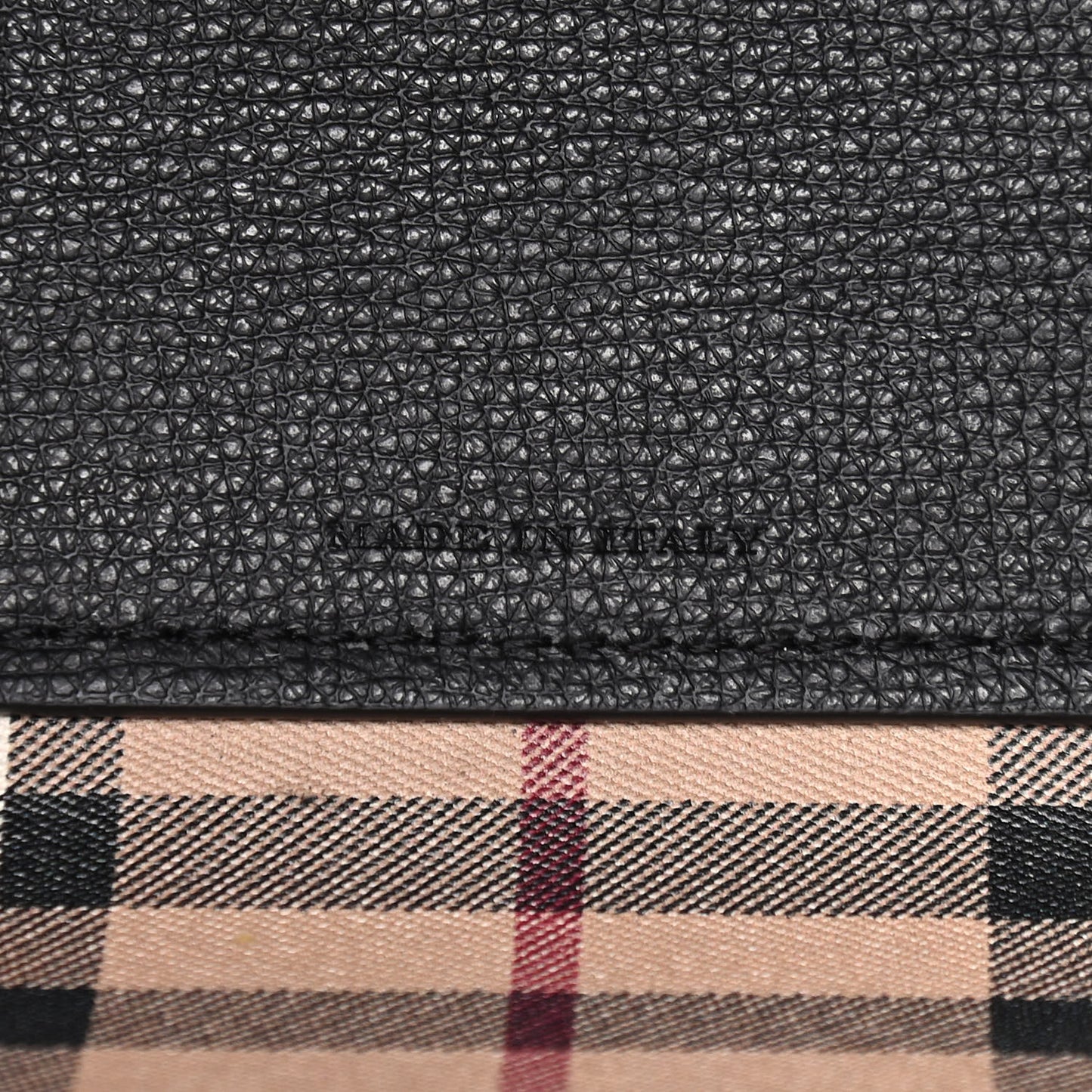 Grainy Calfskin Haymarket Check Medium Reversible Tote Black