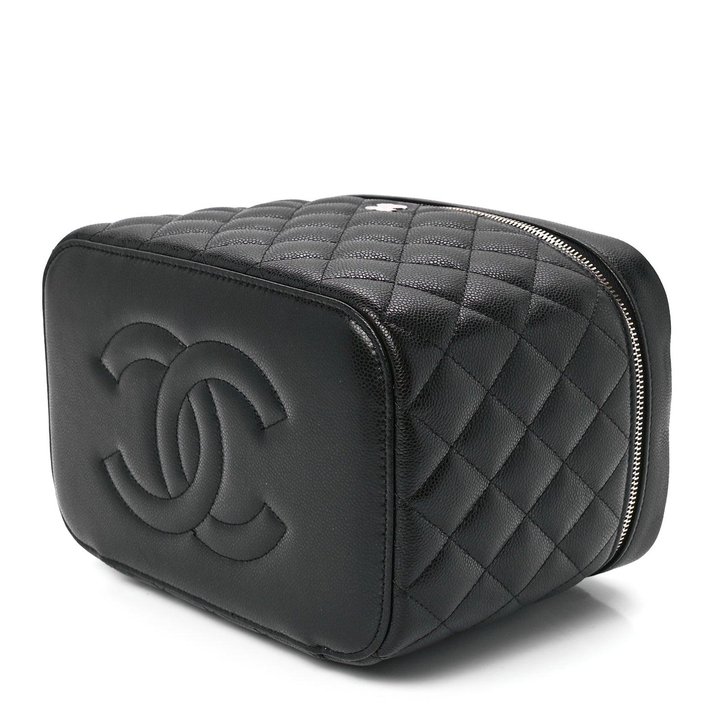 Caviar Quilted Large Vanity Pouch Black