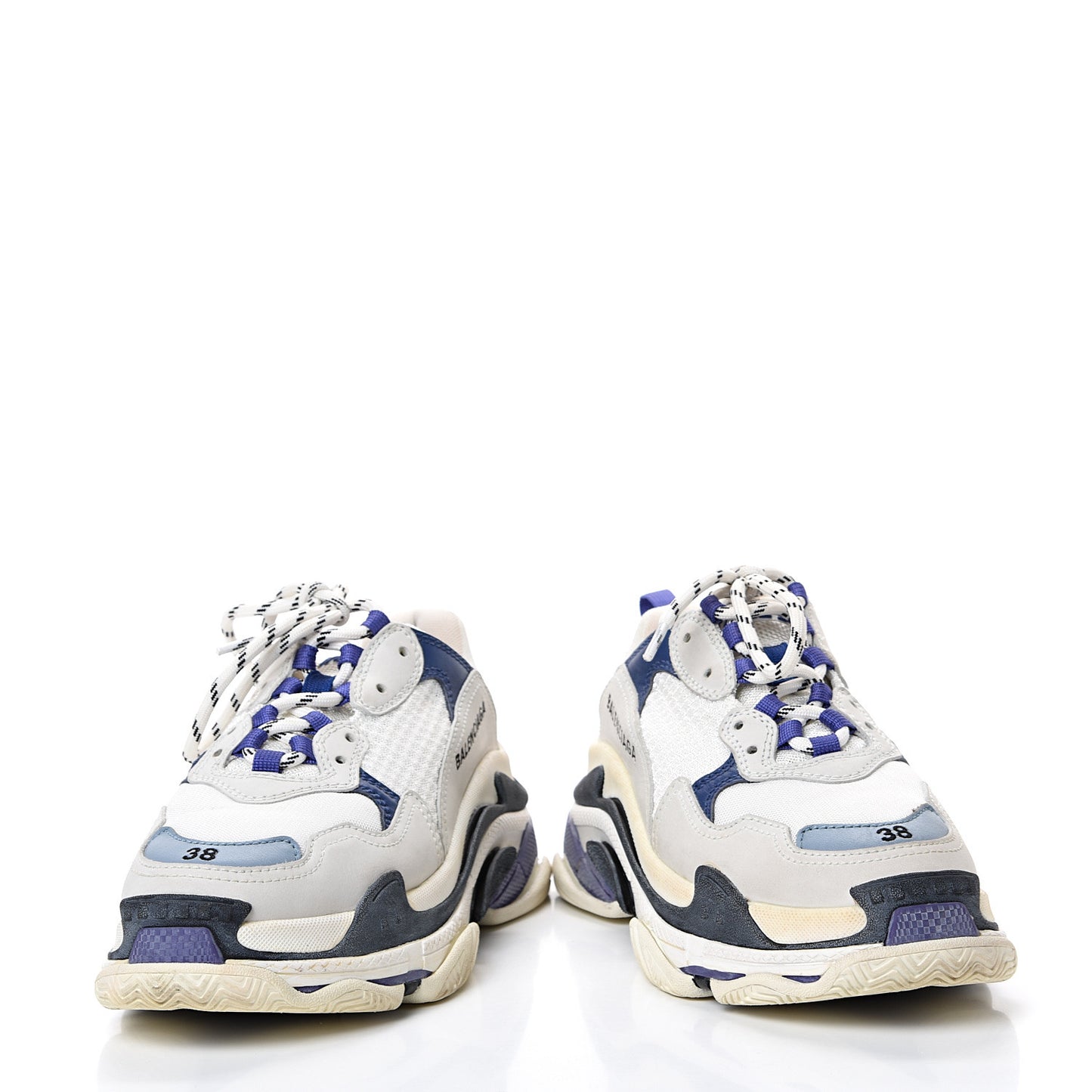 Mesh Nubuck Womens Triple S Sneakers 38 White Bleu Violet
