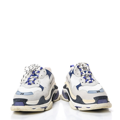 Balenciaga Mesh Nubuck Womens Triple S Sneakers 38 White Bleu Violet 6 of 10