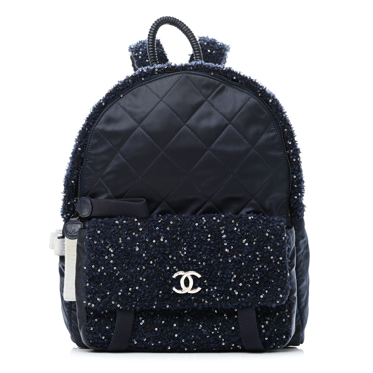 Tweed Nylon Quilted Astronaut Essentials Backpack Navy