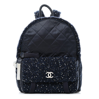 Chanel Tweed Nylon Quilted Astronaut Essentials Backpack Navy 1 of 9