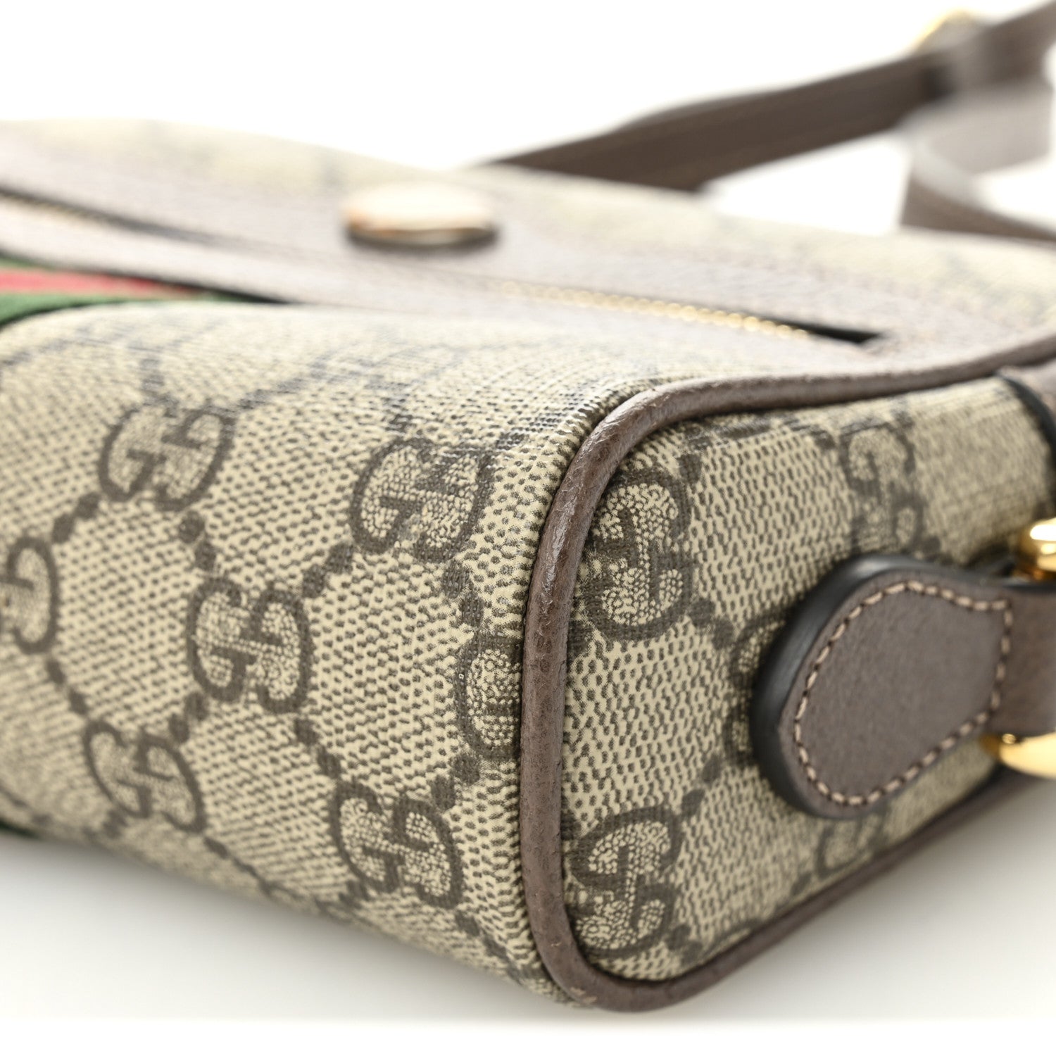 Gucci GG Supreme Monogram Web Mini Ophidia Shoulder Bag Brown 10 of 11