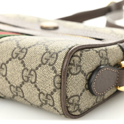 Gucci GG Supreme Monogram Web Mini Ophidia Shoulder Bag Brown 10 of 11