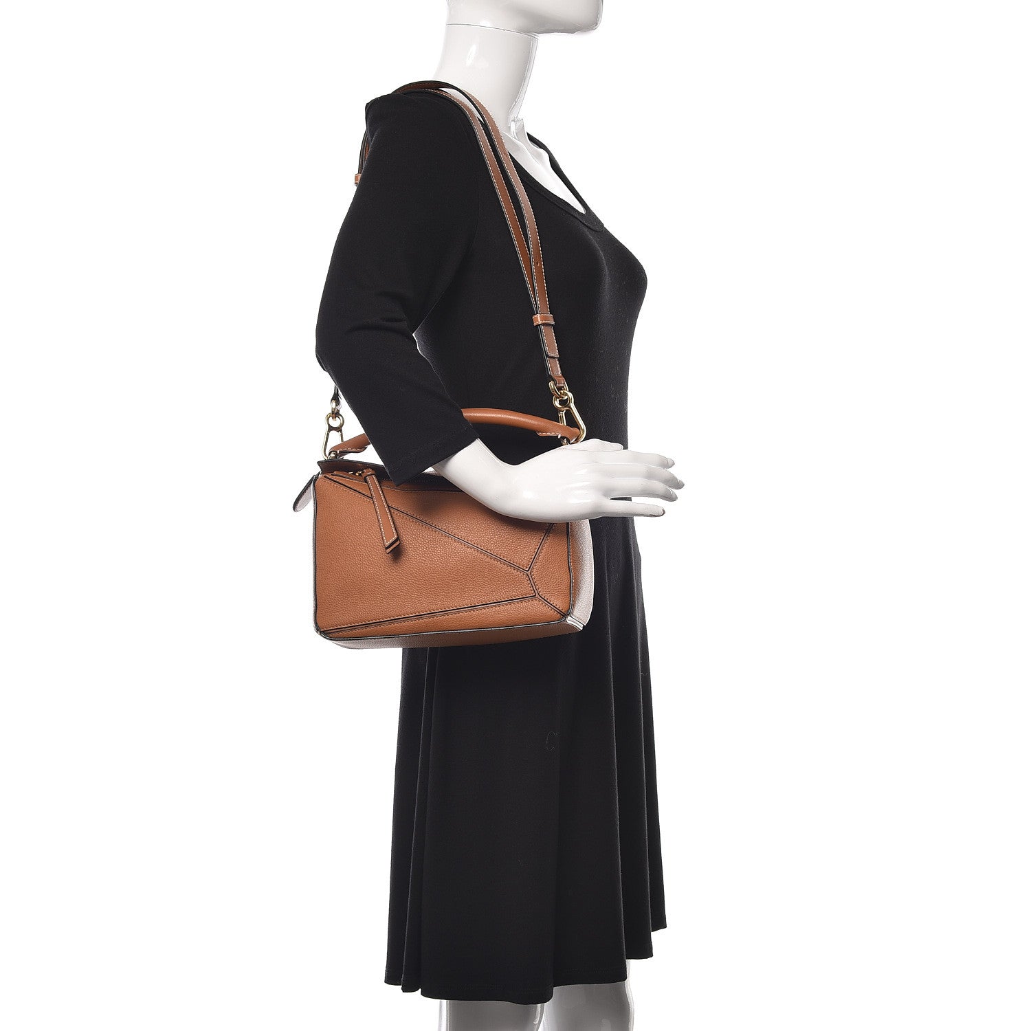 Loewe Grained Calfskin Small Puzzle Bag Tan 2 of 9