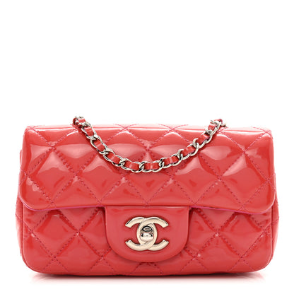 Chanel Patent Calfskin Quilted Extra Mini Rectangular Flap Pink 1 of 11