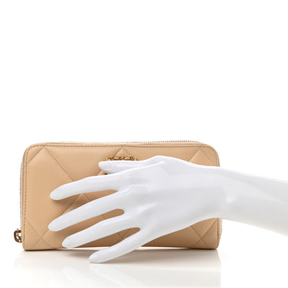 Chanel Shiny Goatskin Quilted 19 Long Zipped Around Wallet Beige 2 of 10