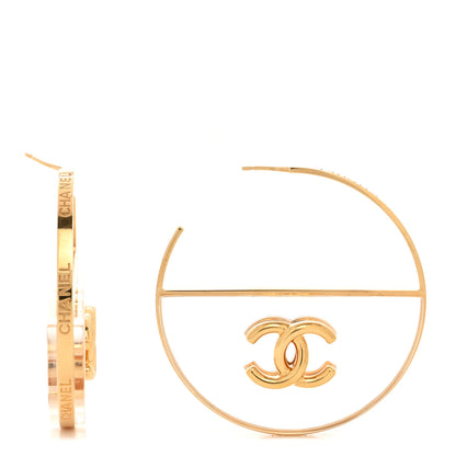 Chanel Metal Transparent Resin CC Hoop Earrings Gold 1 of 5