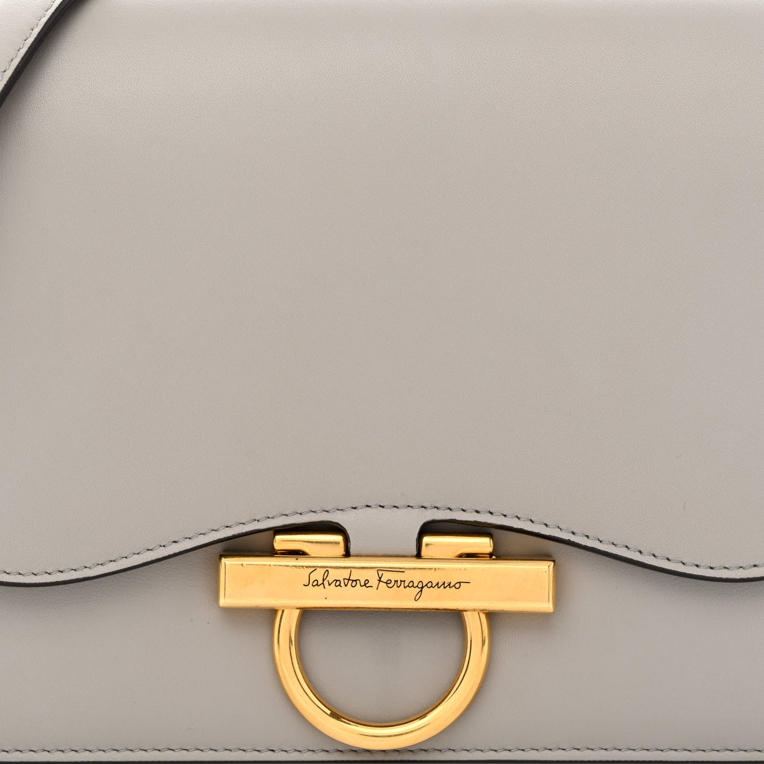 Salvatore Ferragamo Calfskin Joanne Crossbody Pale Grey 8 of 11