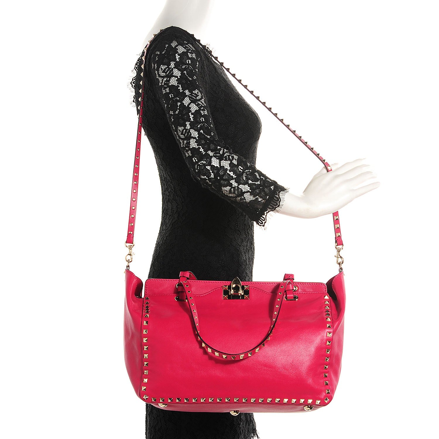 Valentino Garavani Vitello Medium Rockstud Tote Cyclamin 2 of 8