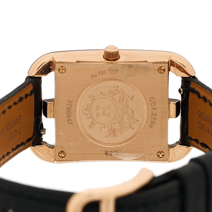 Hermes 18K Rose Gold Alligator Diamond 23mm Cape Cod Quartz Watch Noir 4 of 5