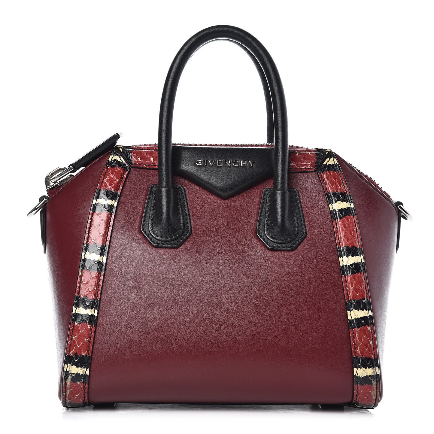Smooth Calfskin Ayers Mini Bi-Color Antigona Wine Black