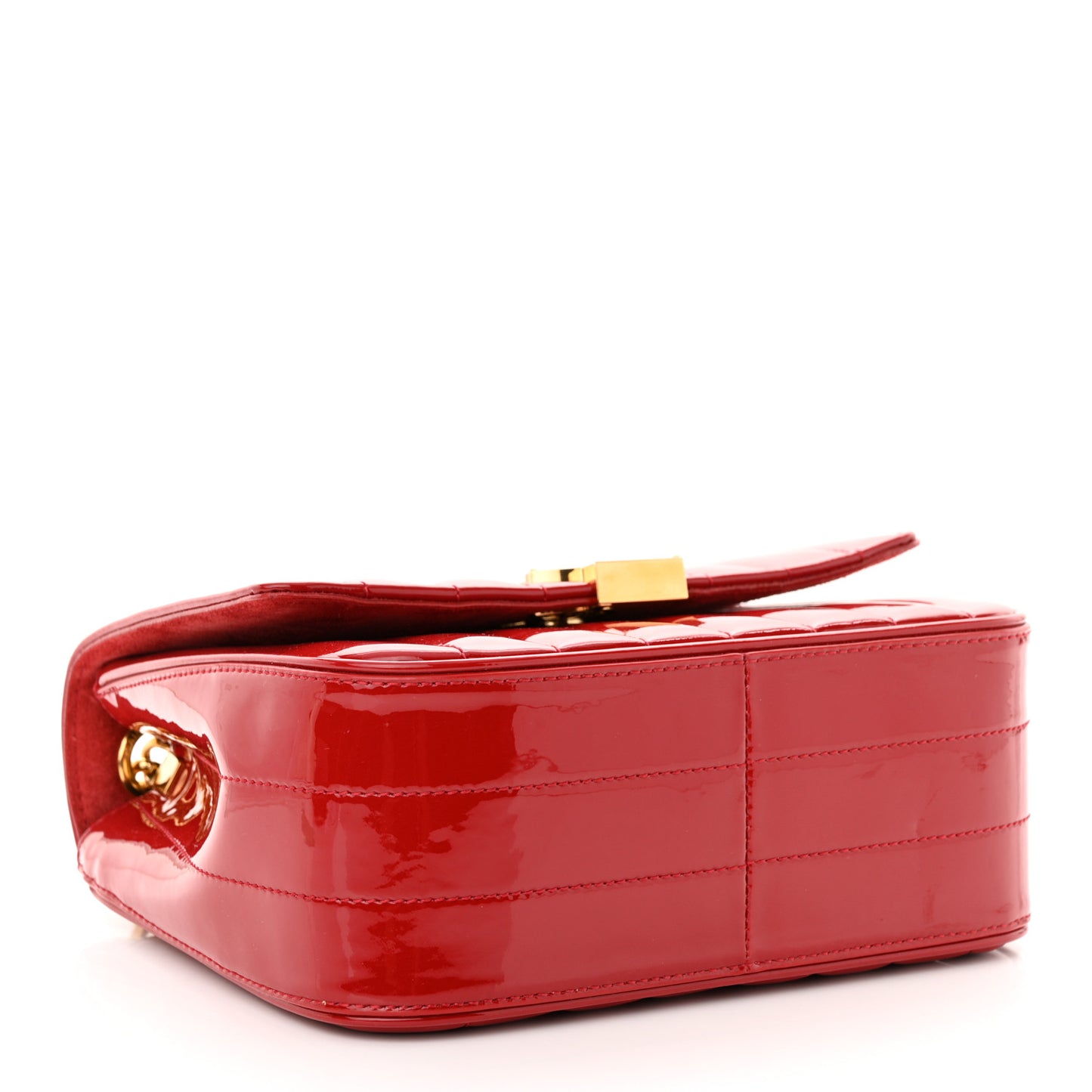 Patent Calfskin Matelasse Medium Vicky Chain Bag Rouge Eros