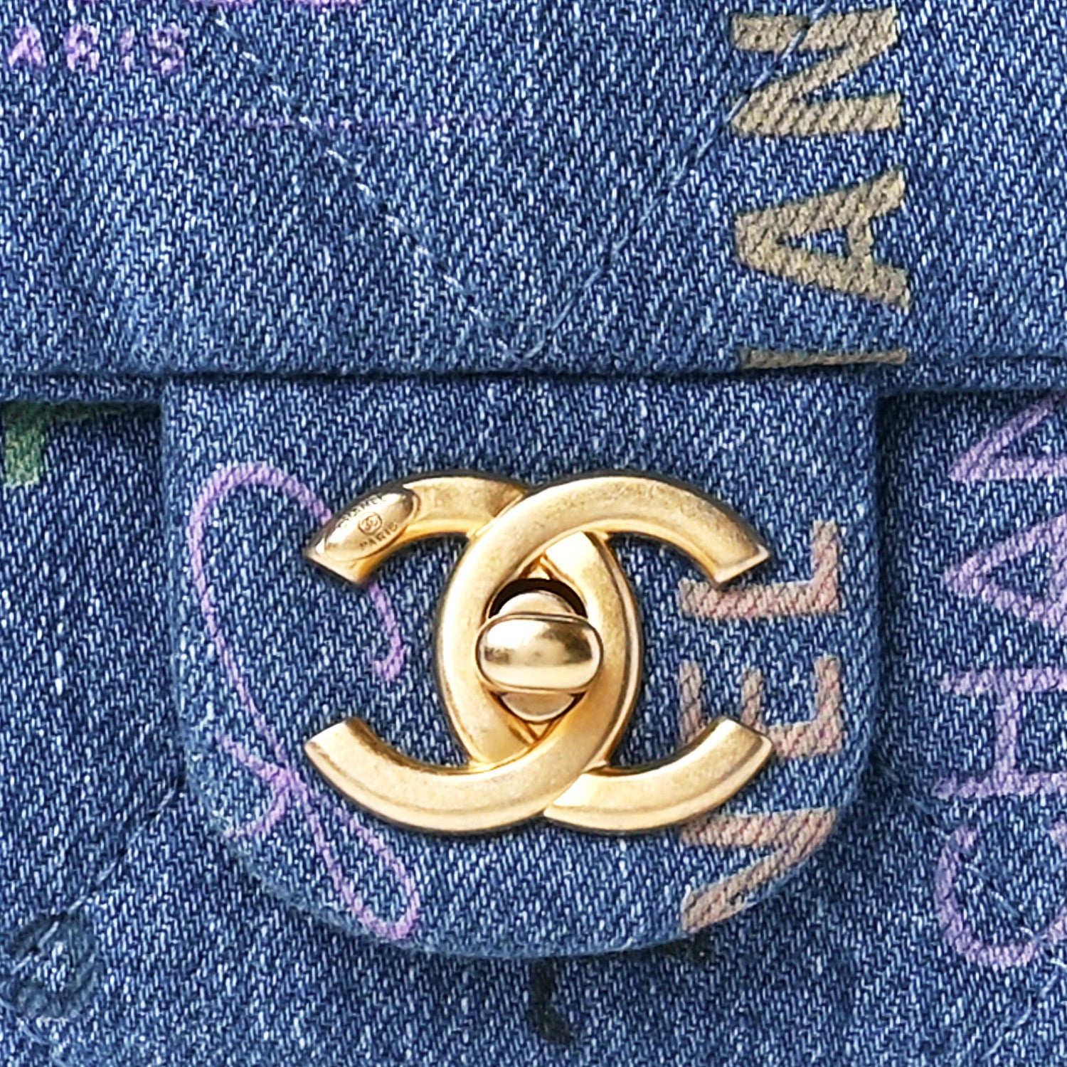 Chanel Denim Quilted Denim Large Mood Flap Blue Multicolor 9 of 12