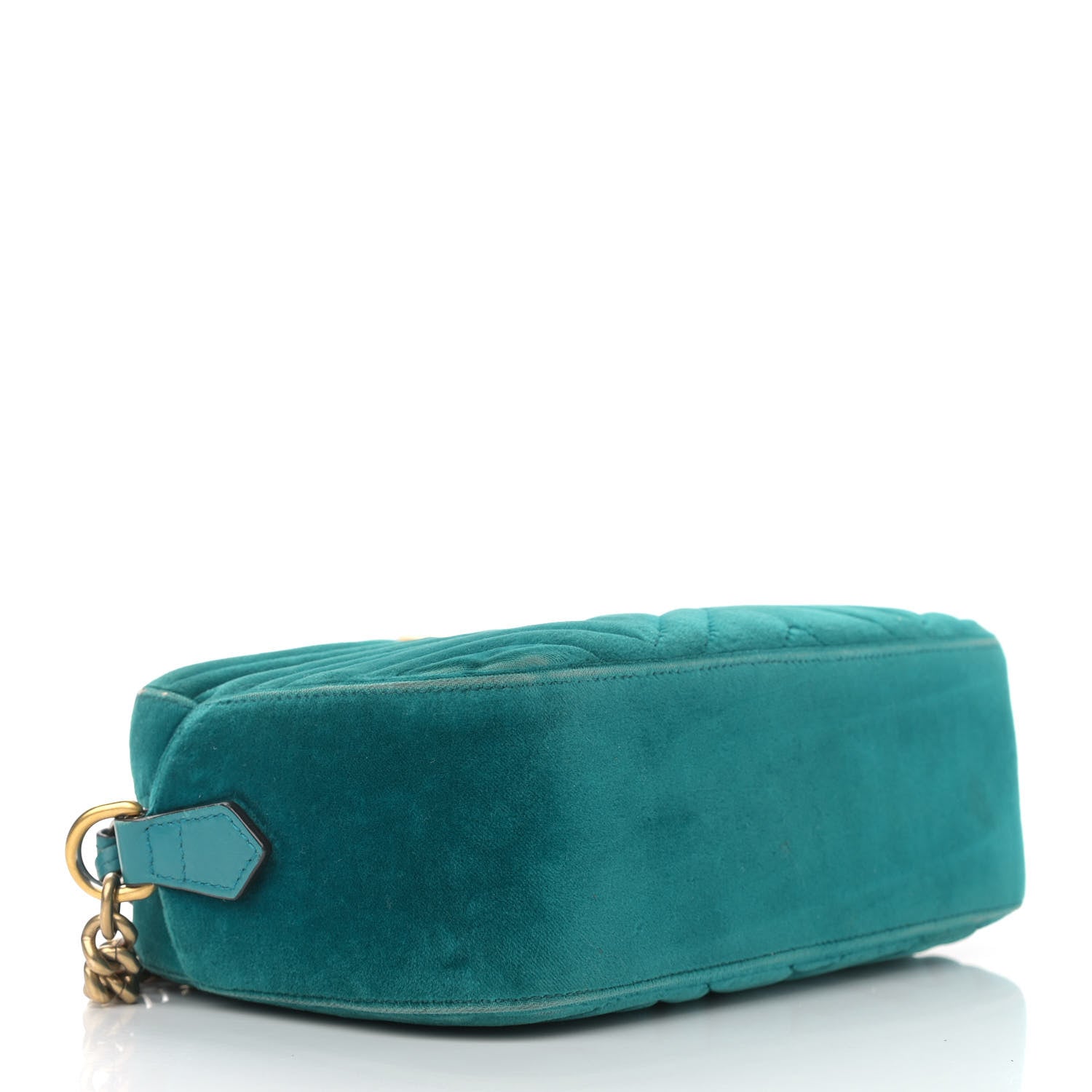 Gucci Velvet Matelasse Small GG Marmont Chain Shoulder Bag Pavone Cyan 4 of 12