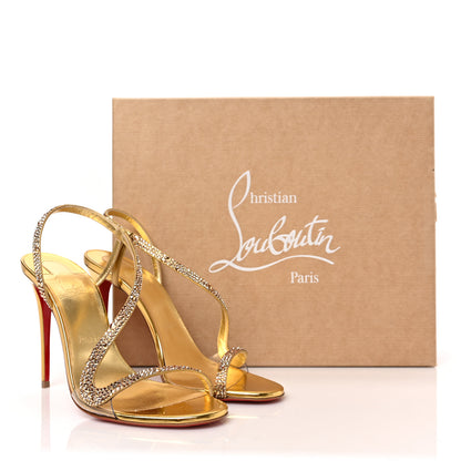 Christian Louboutin Crystal Strass Rosalie 100 Sandals 38 Cry Aurum Gold 8 of 8
