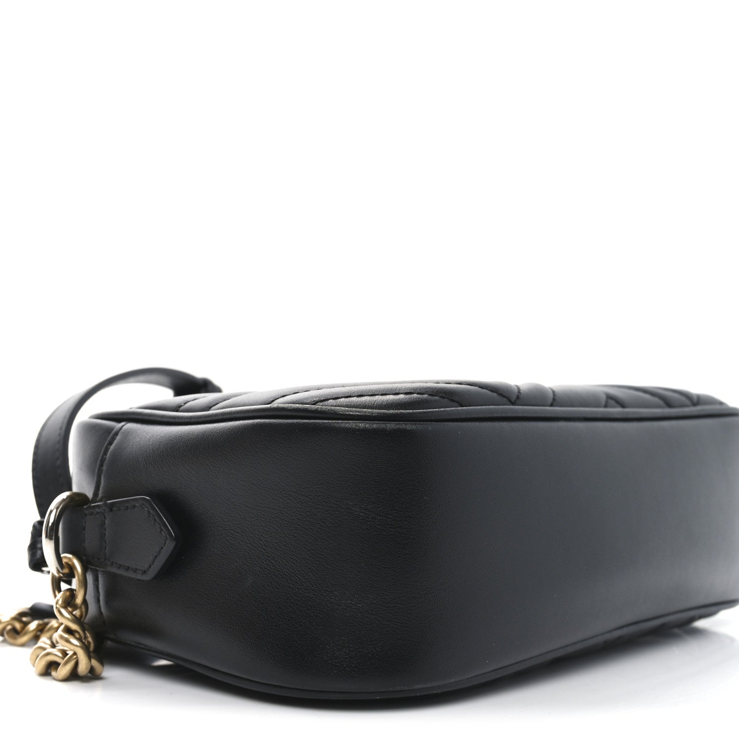 Gucci Calfskin Matelasse Small GG Marmont Chain Shoulder Bag Black 9 of 13