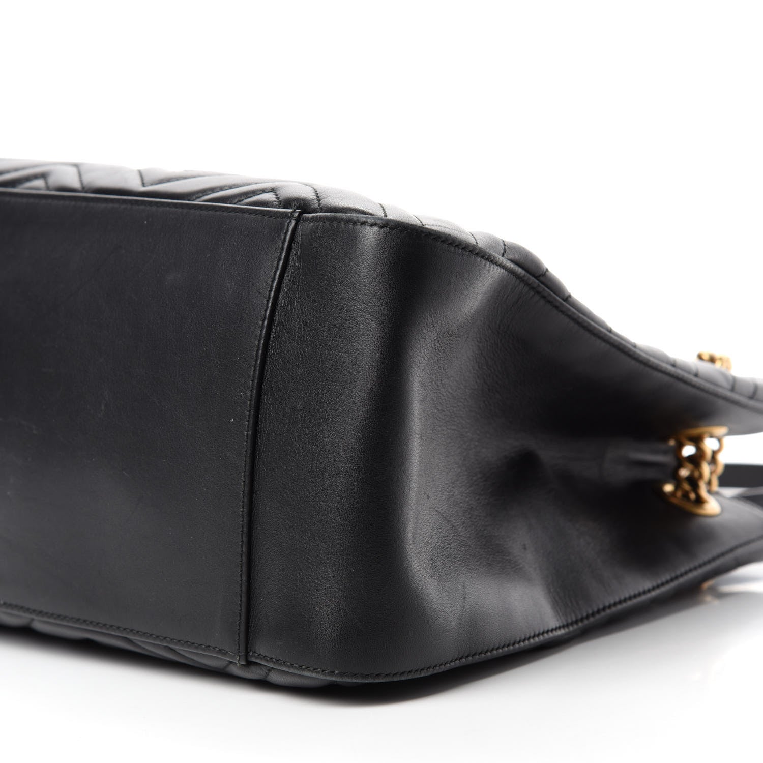 Gucci Calfskin Matelasse Medium GG Marmont Shoulder Tote Bag Black 7 of 12