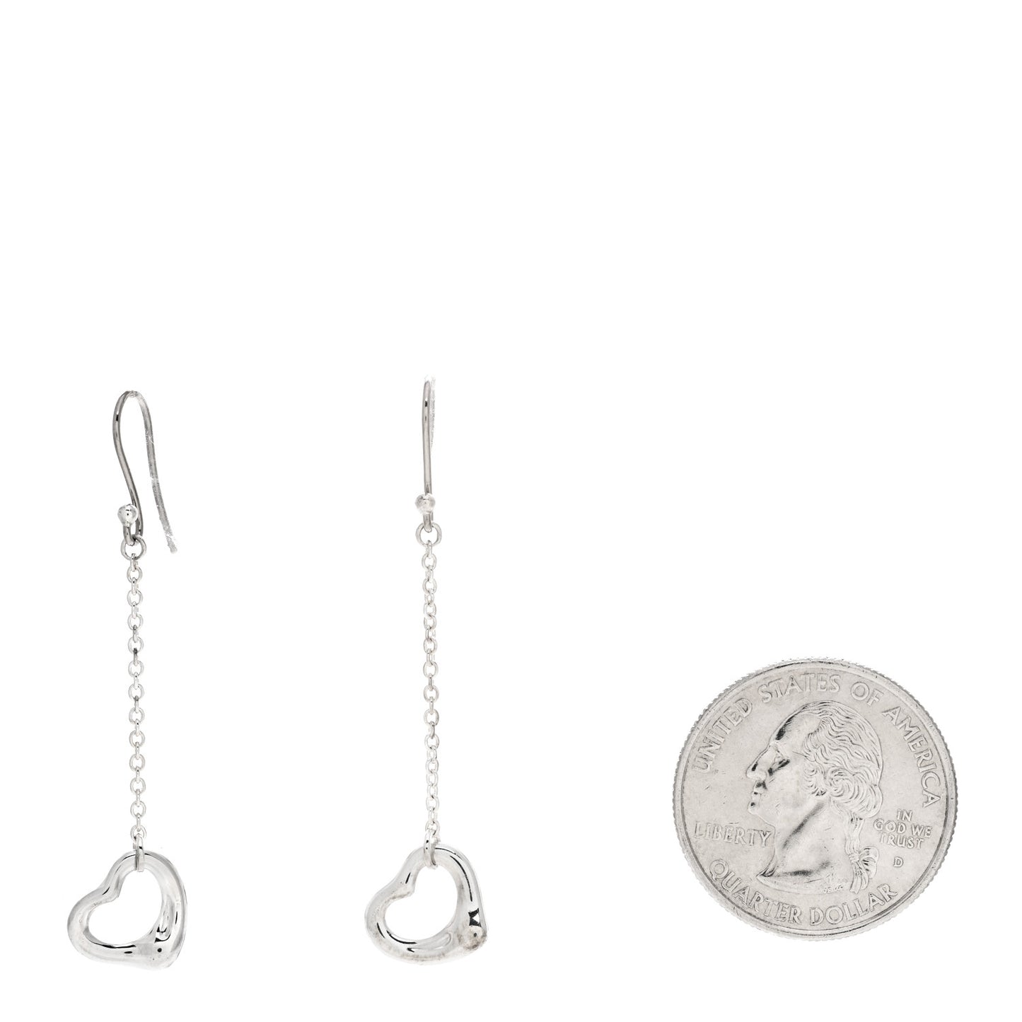 Sterling Silver Elsa Peretti Open Heart Drop Earrings