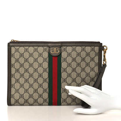Gucci X BALENCIAGA BB Supreme Monogram Web Ophidia Wristlet Beige New Acero 2 of 7