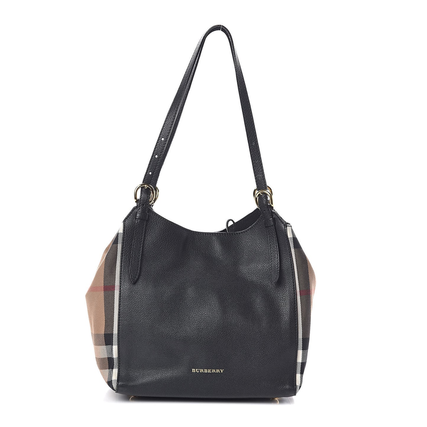Grainy Calfskin House Check Small Canterbury Black