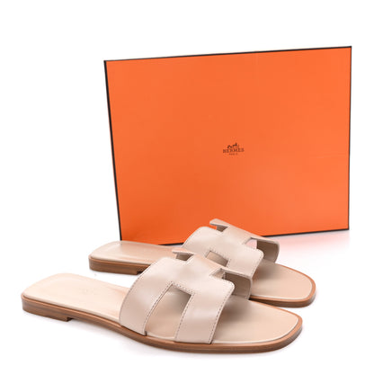 Hermes Box Calfskin Oran Sandals 39 Camel 10 of 10