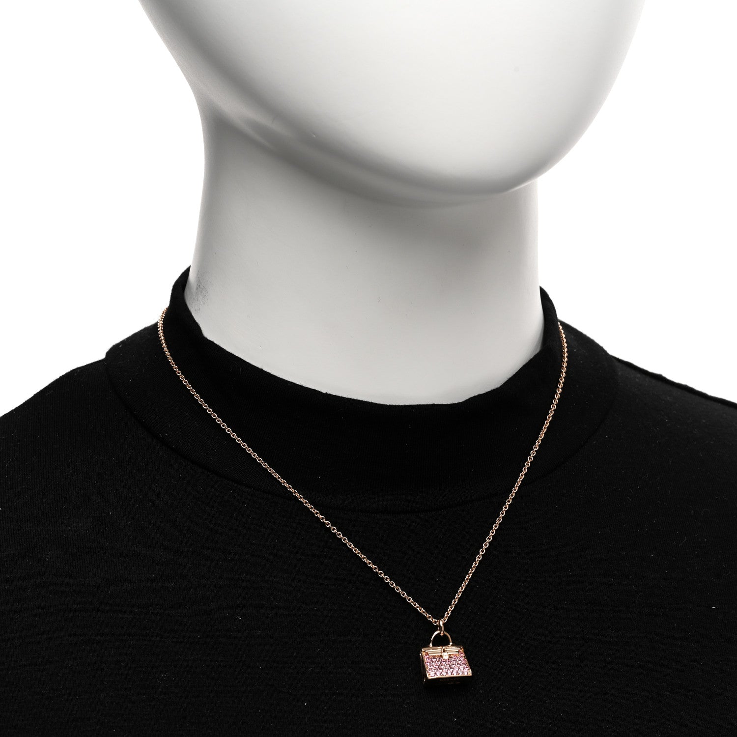 Hermes 18K Rose Gold Pink Sapphire Kelly Amulettes Pendant Necklace 2 of 6