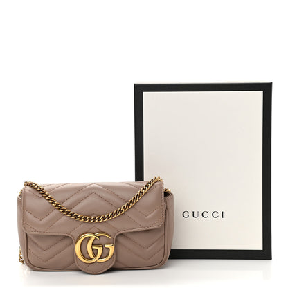 Gucci Calfskin Matelasse Super Mini GG Marmont Shoulder Bag Porcelain Rose 14 of 14