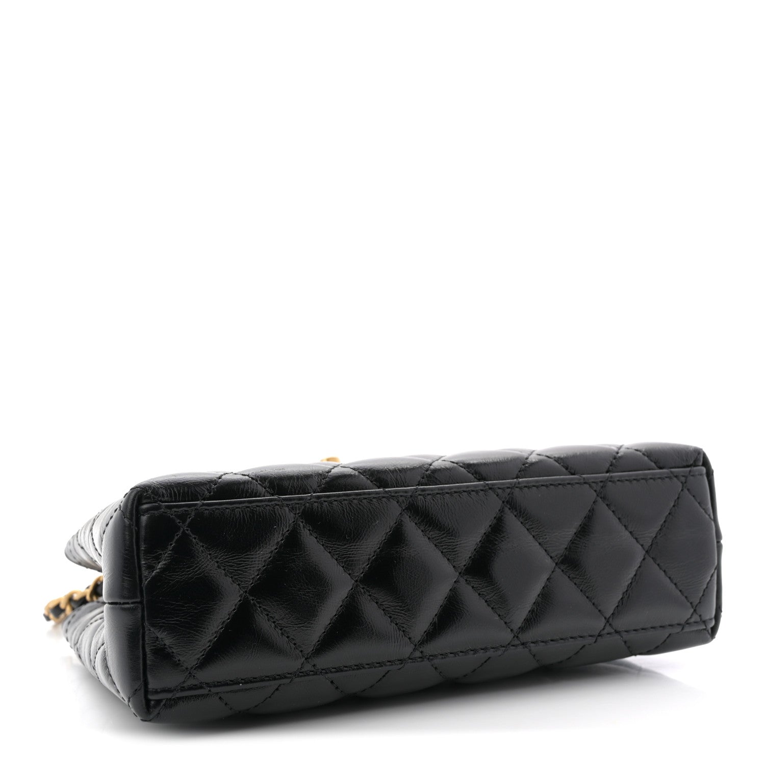 Chanel Shiny Aged Calfskin Quilted Nano Kelly Shopper Black 4 of 11