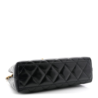 Chanel Shiny Aged Calfskin Quilted Nano Kelly Shopper Black 4 of 11