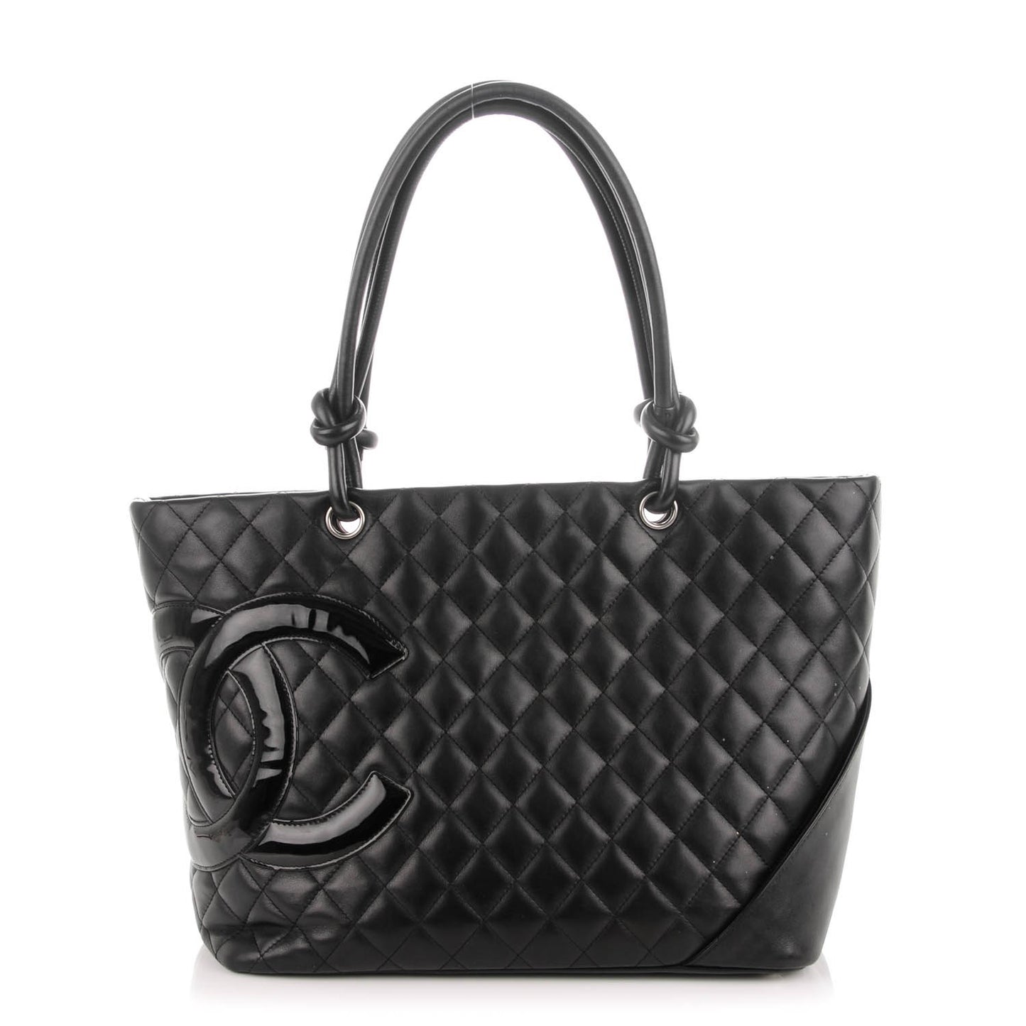 Calfskin Quilted Large Cambon Tote Black