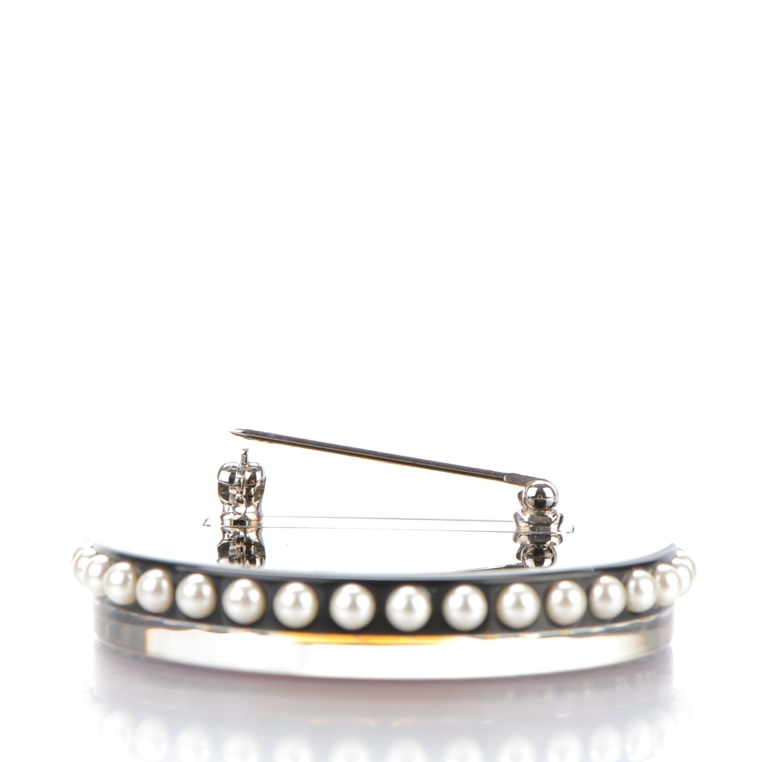 Chanel Metal Resin Pearl Emoji Brooch Silver Pink 3 of 5