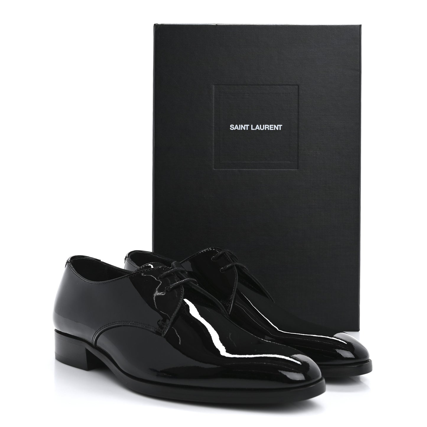 Patent Calfskin Mens Derby Lace Up Shoes 37 Black