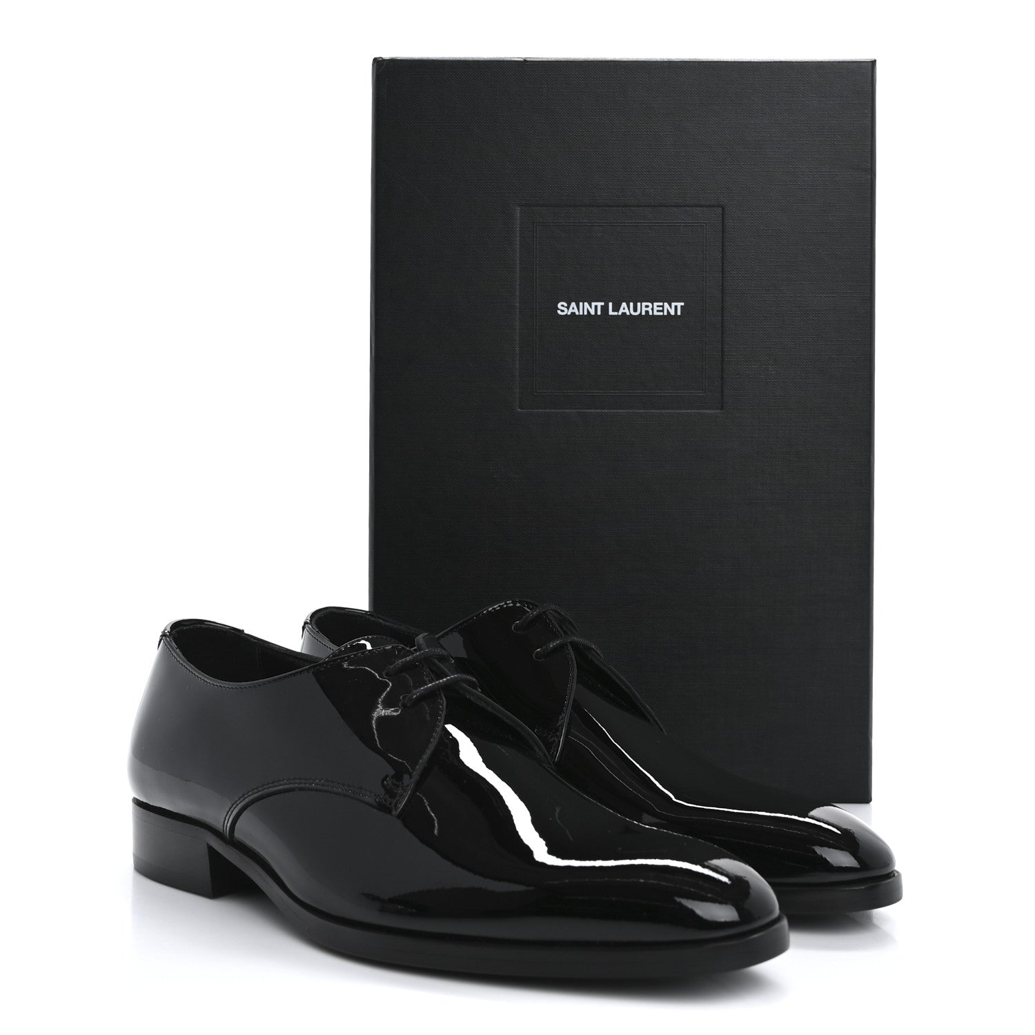Saint Laurent Patent Calfskin Mens Derby Lace Up Shoes 37 Black 10 of 10