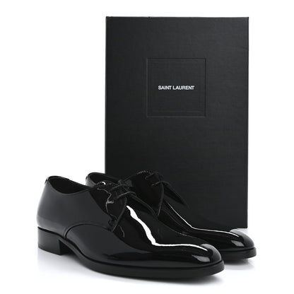 Saint Laurent Patent Calfskin Mens Derby Lace Up Shoes 37 Black 10 of 10
