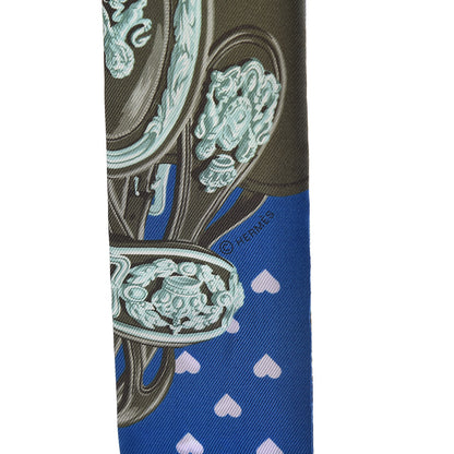 Hermes Silk Brides De Gala Love Twilly Cobalt Kaki Turquoise 3 of 3