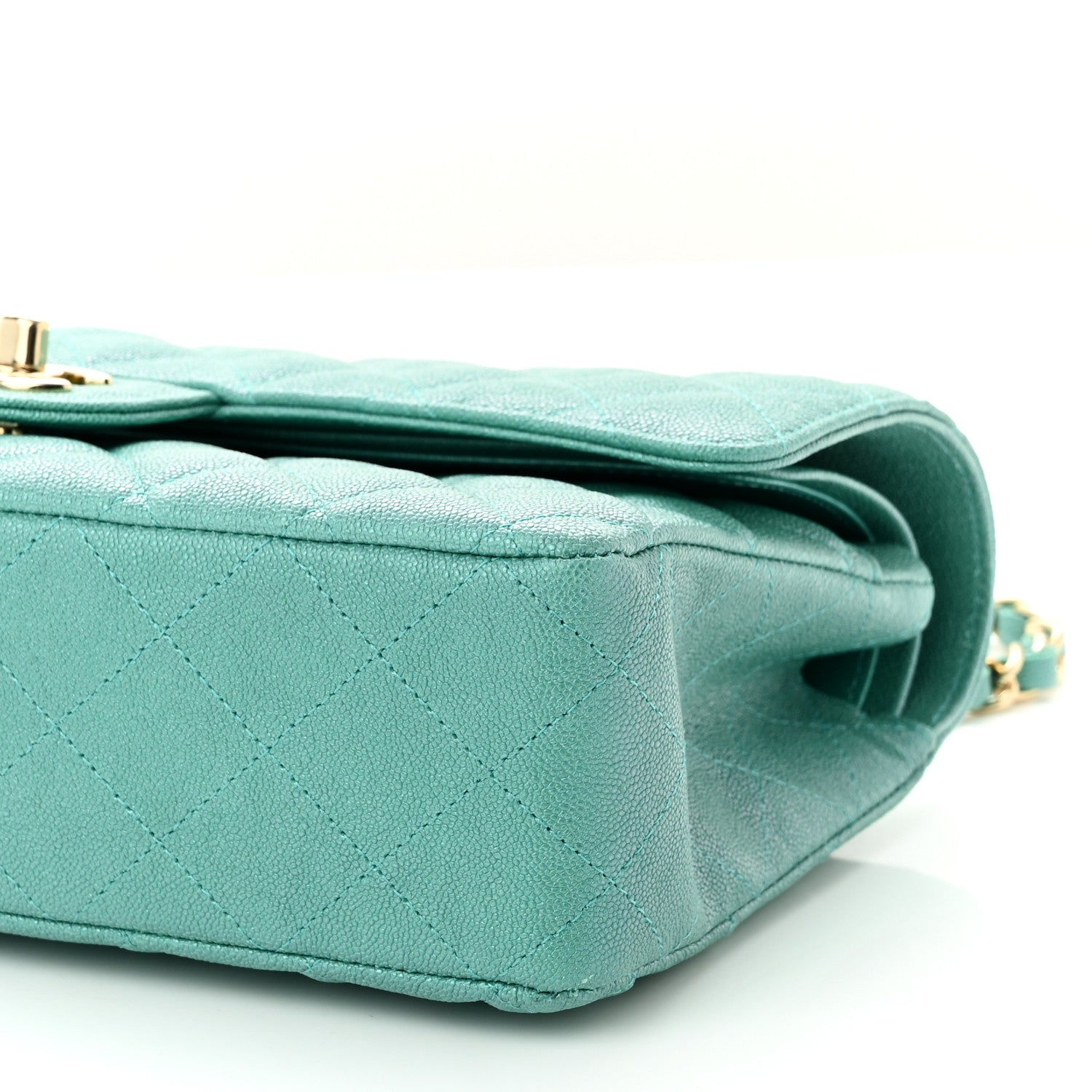 Chanel Iridescent Caviar Quilted Medium Double Flap Green 9 of 10