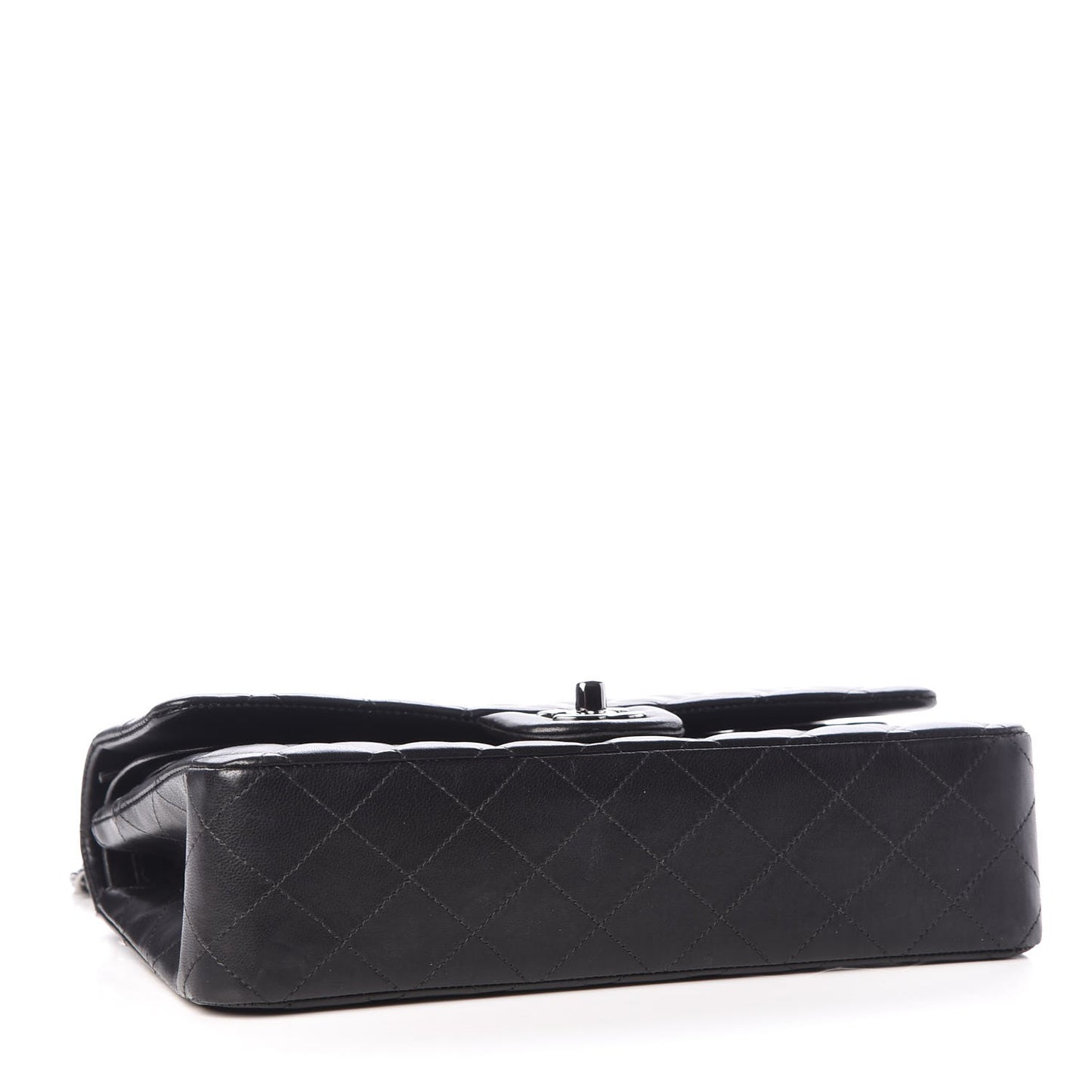 Lambskin Quilted Medium Double Flap Black