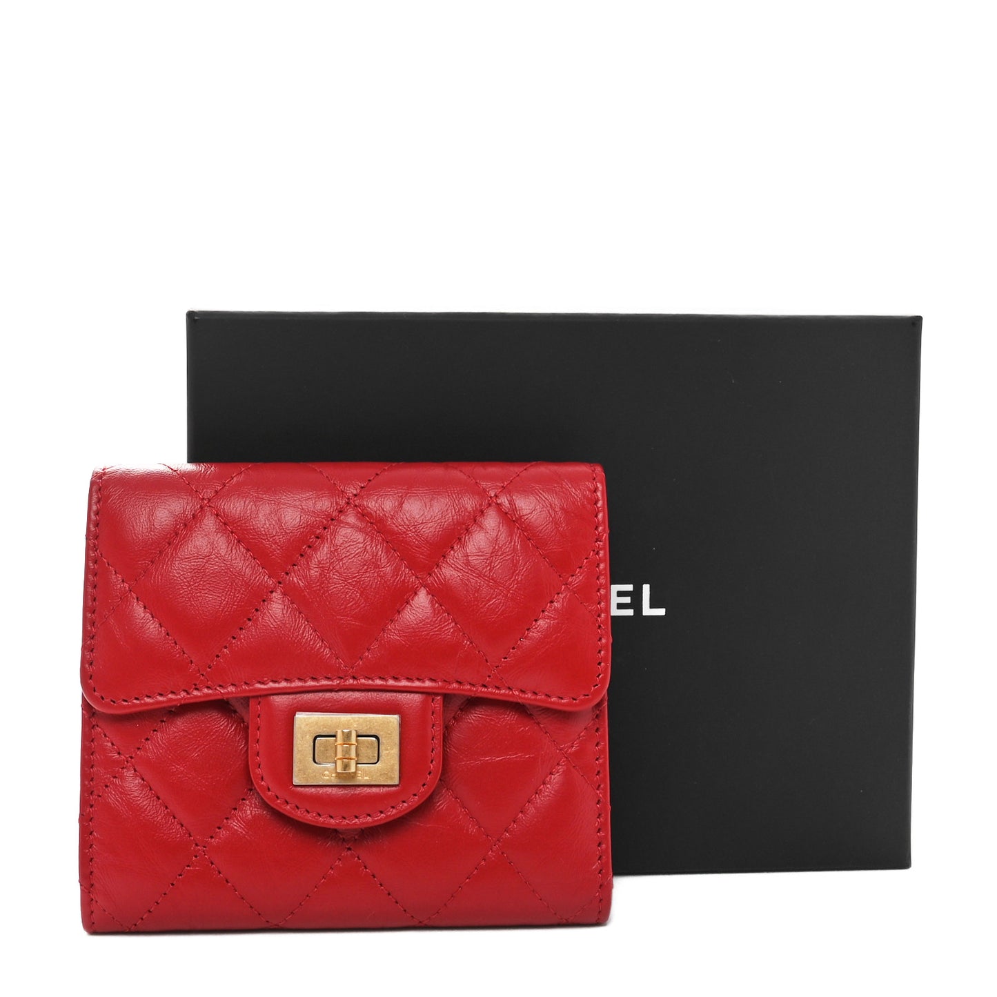 Aged Calfskin Quilted Reissue Compact Wallet Red