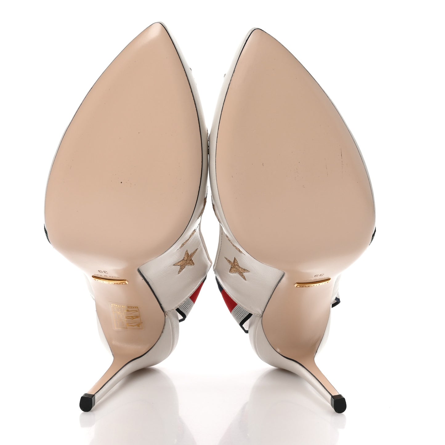 Malaga Kid Web Bee Star Embroidered Sylvie High Heel Slingback Pumps 39 White