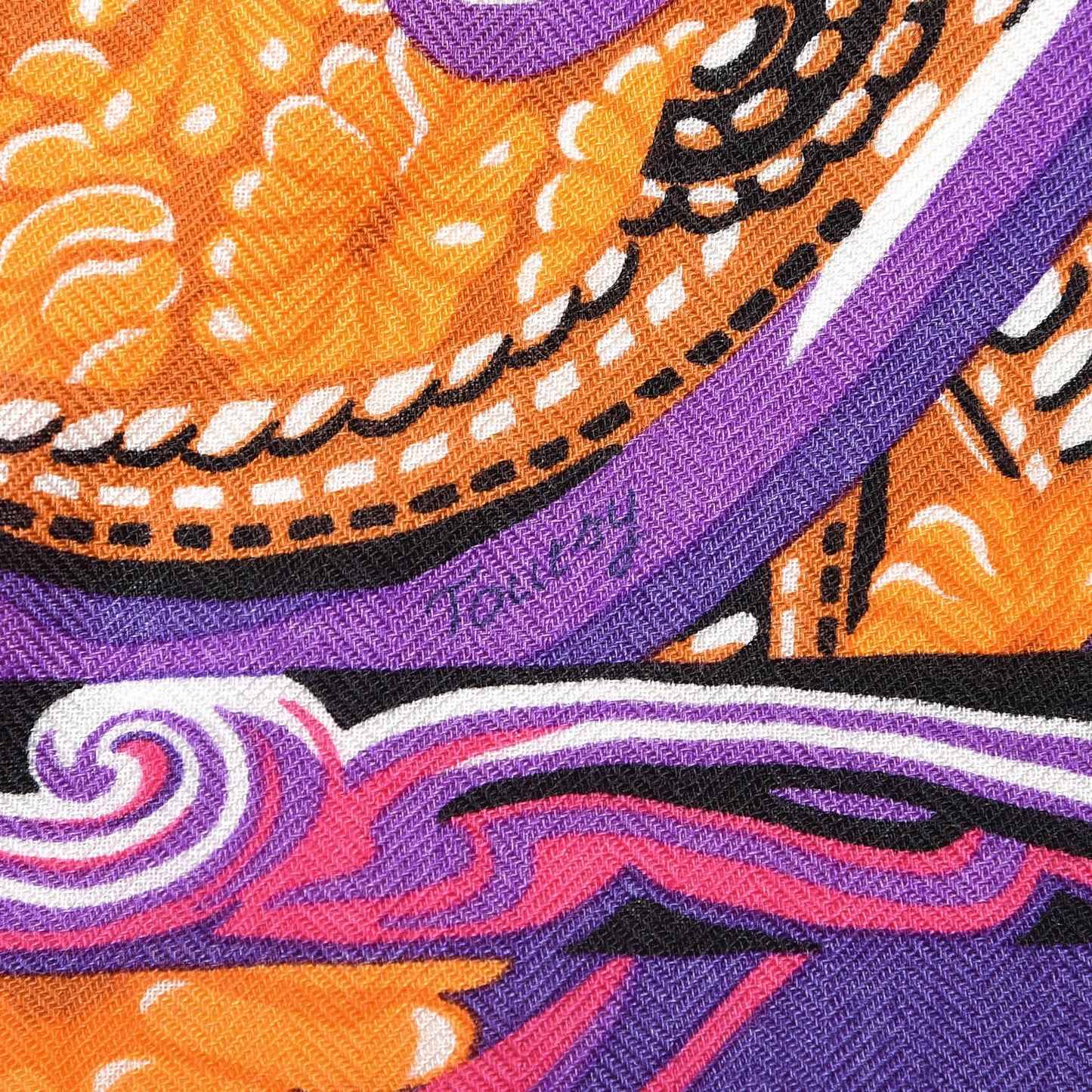 Cashmere Silk De La Mer Au Ciel Shawl 140 Violet Orange Vert