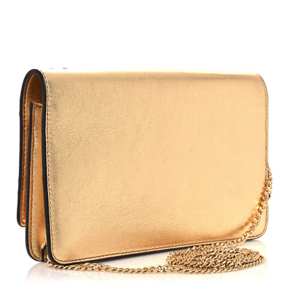 Fendi Vitello Catalan Mirror Flowerland Tube Wallet On Chain Gold 2 of 11