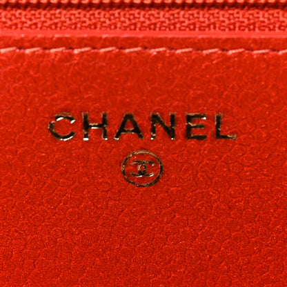Chanel Caviar Quilted Wallet on Chain WOC Red 6 of 10