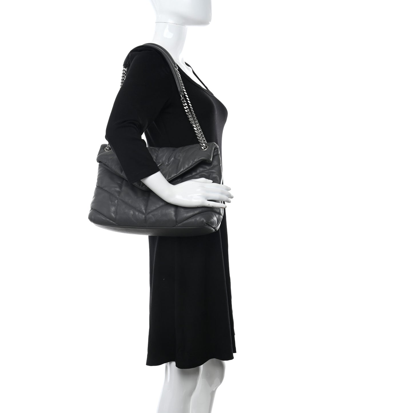 Calfskin Quilted Medium Loulou Puffer Monogram Chain Satchel Storm