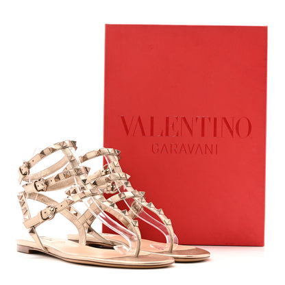 Valentino Garavani Nappa Rockstud Ankle Strap Flat Thong Sandals 38 Skin 12 of 12