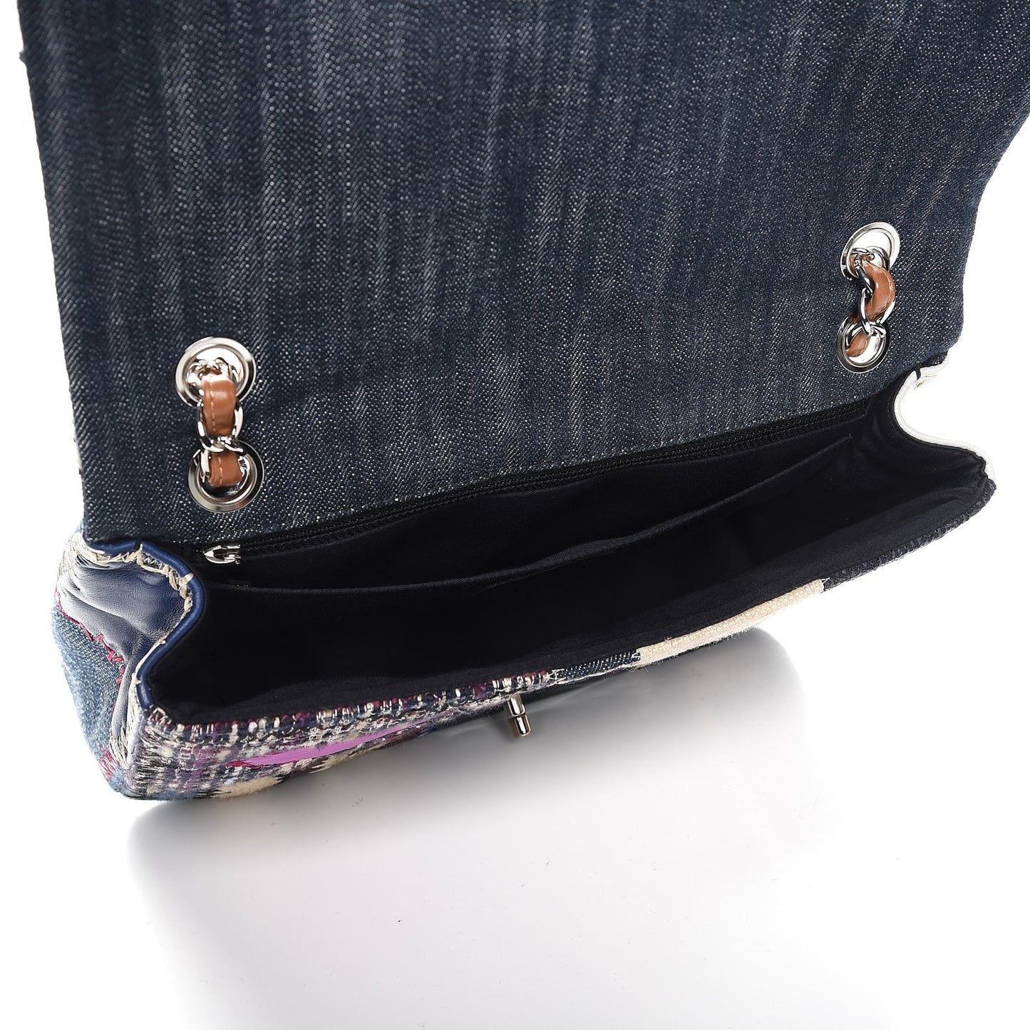 Denim Tweed Patchwork Jumbo Single Flap Multicolor