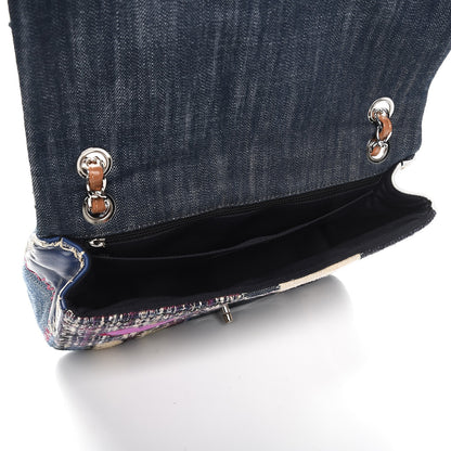 Chanel Denim Tweed Patchwork Jumbo Single Flap Multicolor 4 of 7