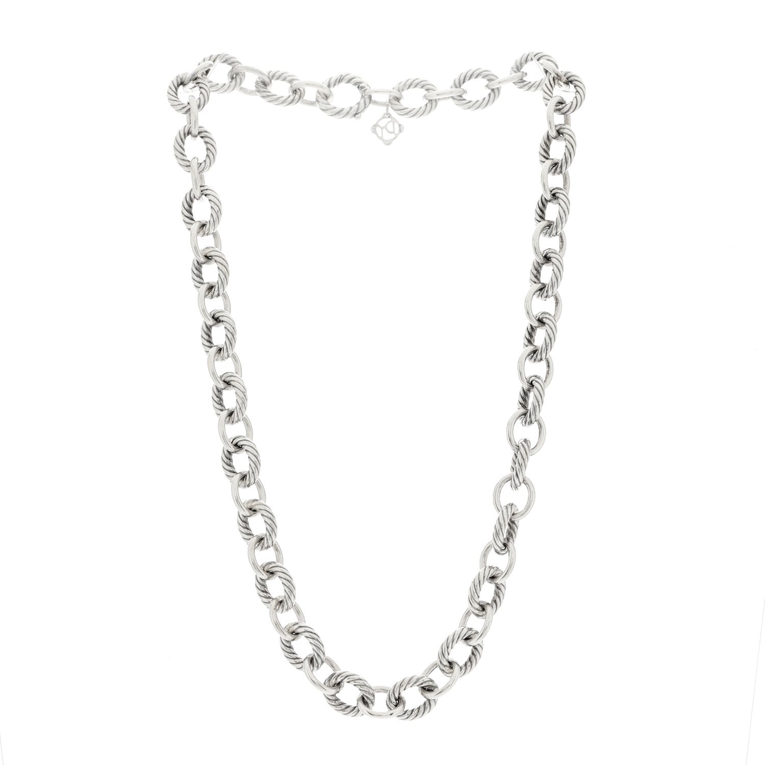 David Yurman Sterling Silver 10mm Medium Oval Link Necklace 4 of 5