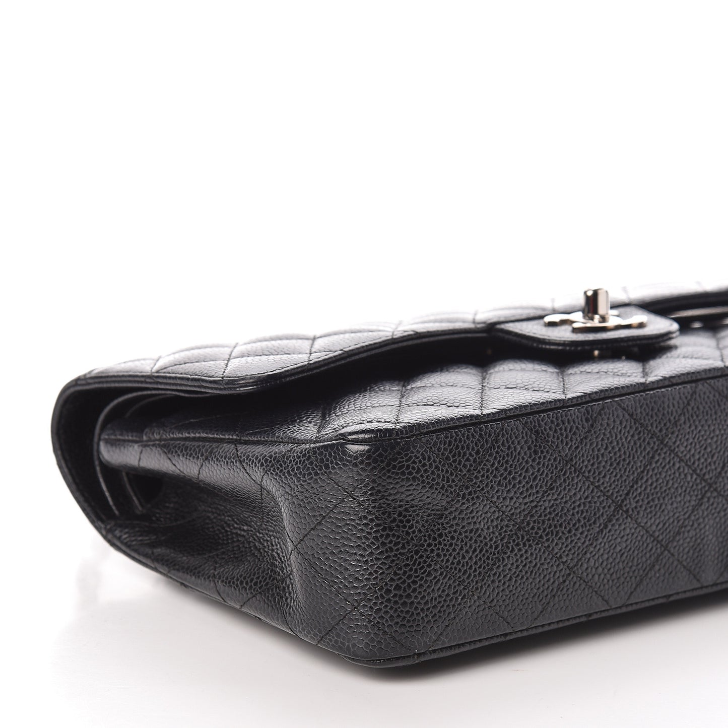 Caviar Quilted Medium Double Flap Black